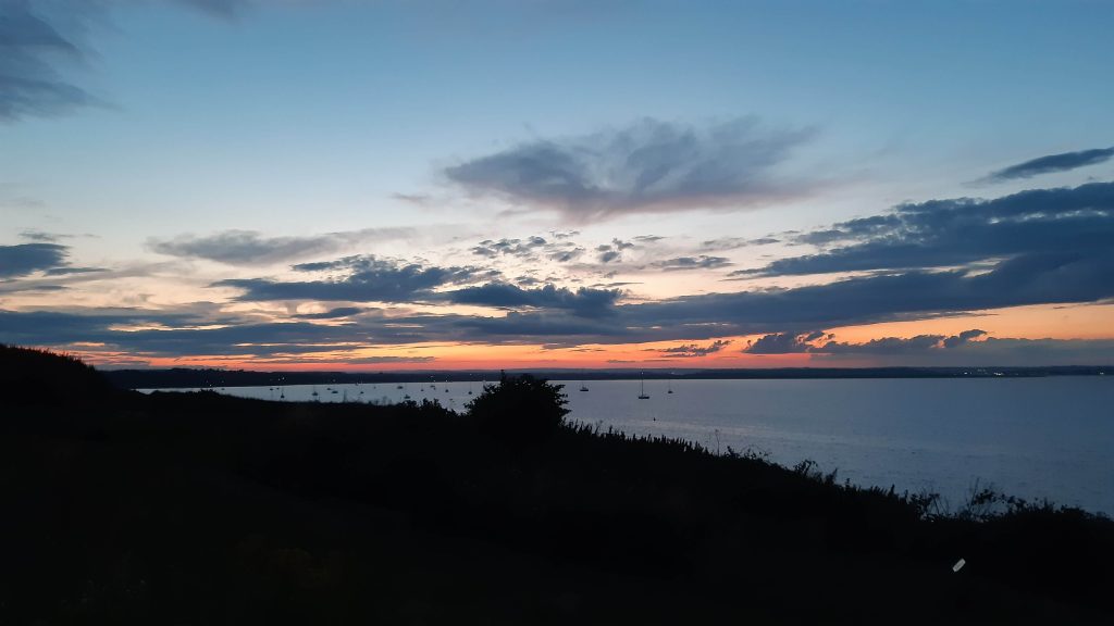 Sunset over studland bay from Old Harry Rocks walk.