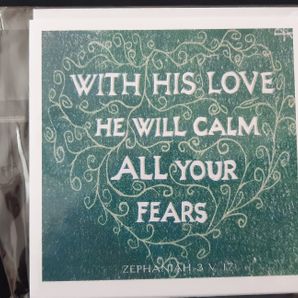 Zeph 3.17 ink print - With his love He will calm all your fears